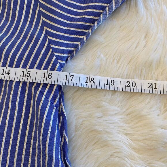 Hinge Stripe Lurex Metallic Blue Shift Dress Small - Picture 7 of 9